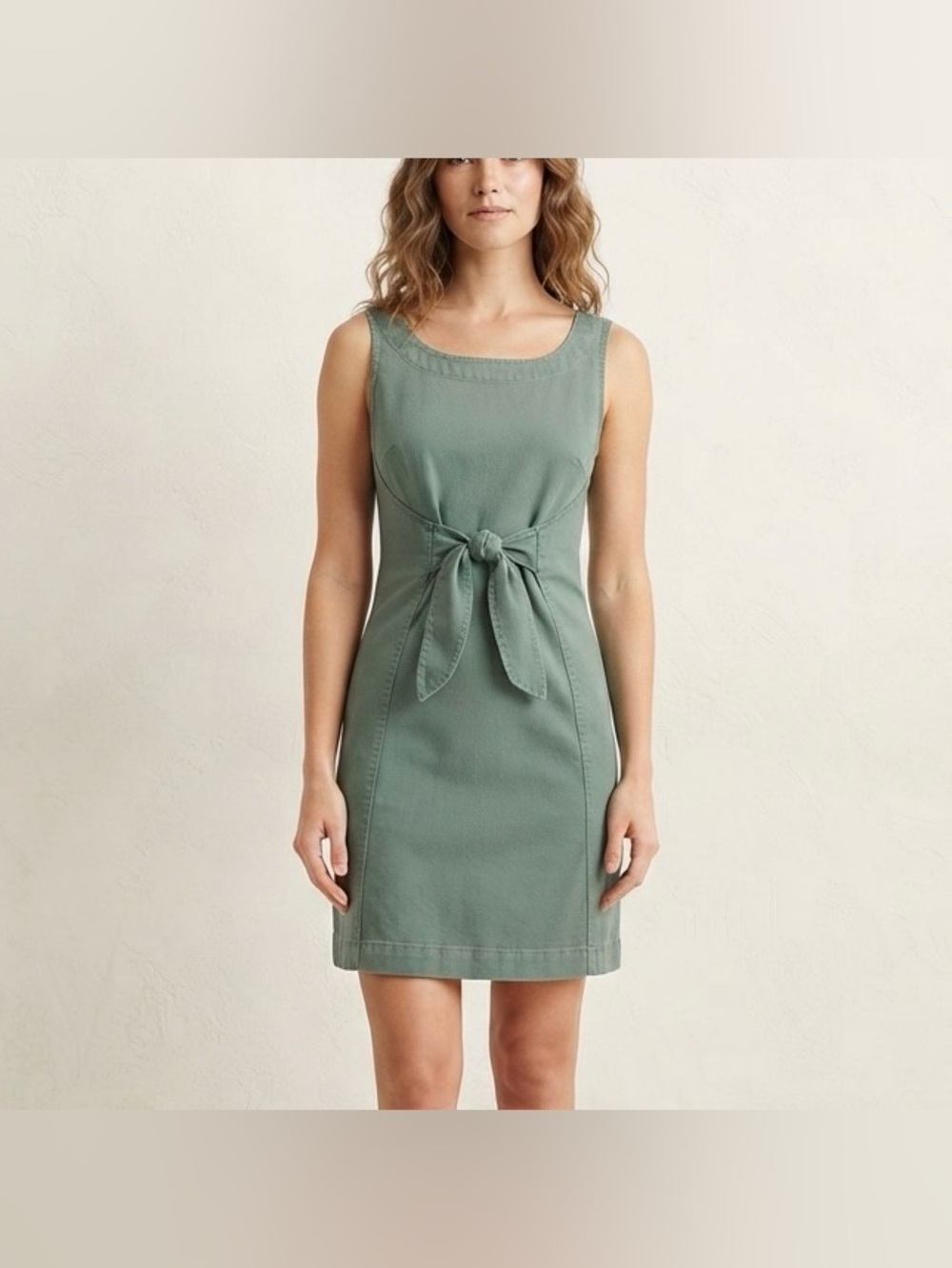 Holding Horses Anthropologie Green Denim Tie Front Sleeveless Mini Dress Size 0